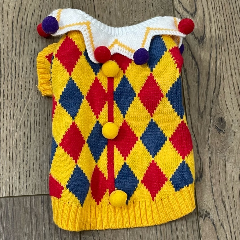 Halloween Dog Clown Costume Knitted